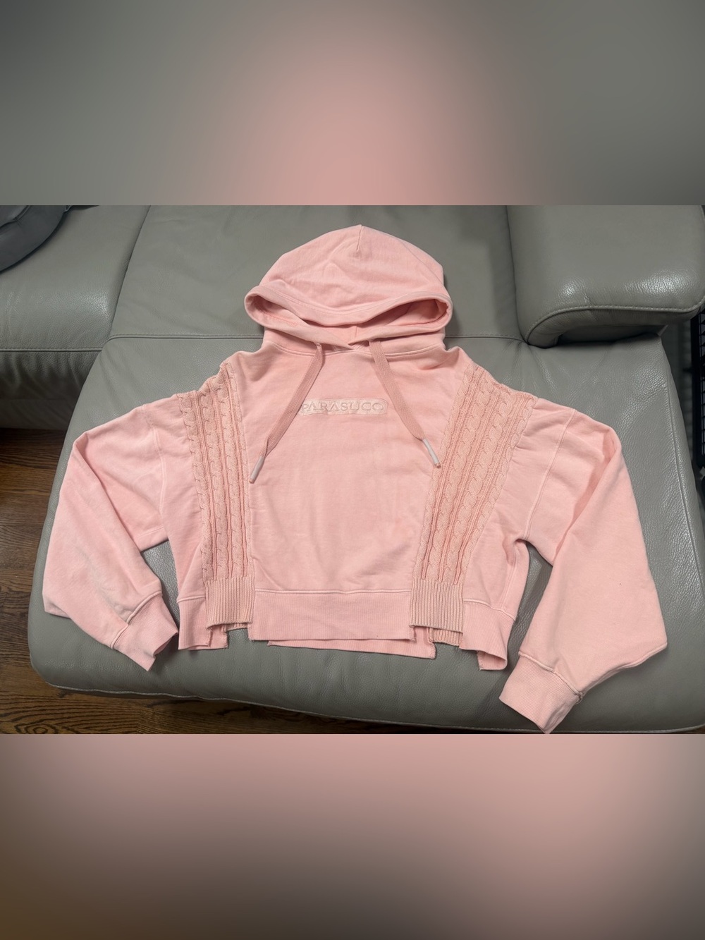 PARASUCO Pink Cropped Hoodie Sweatshirt size XS